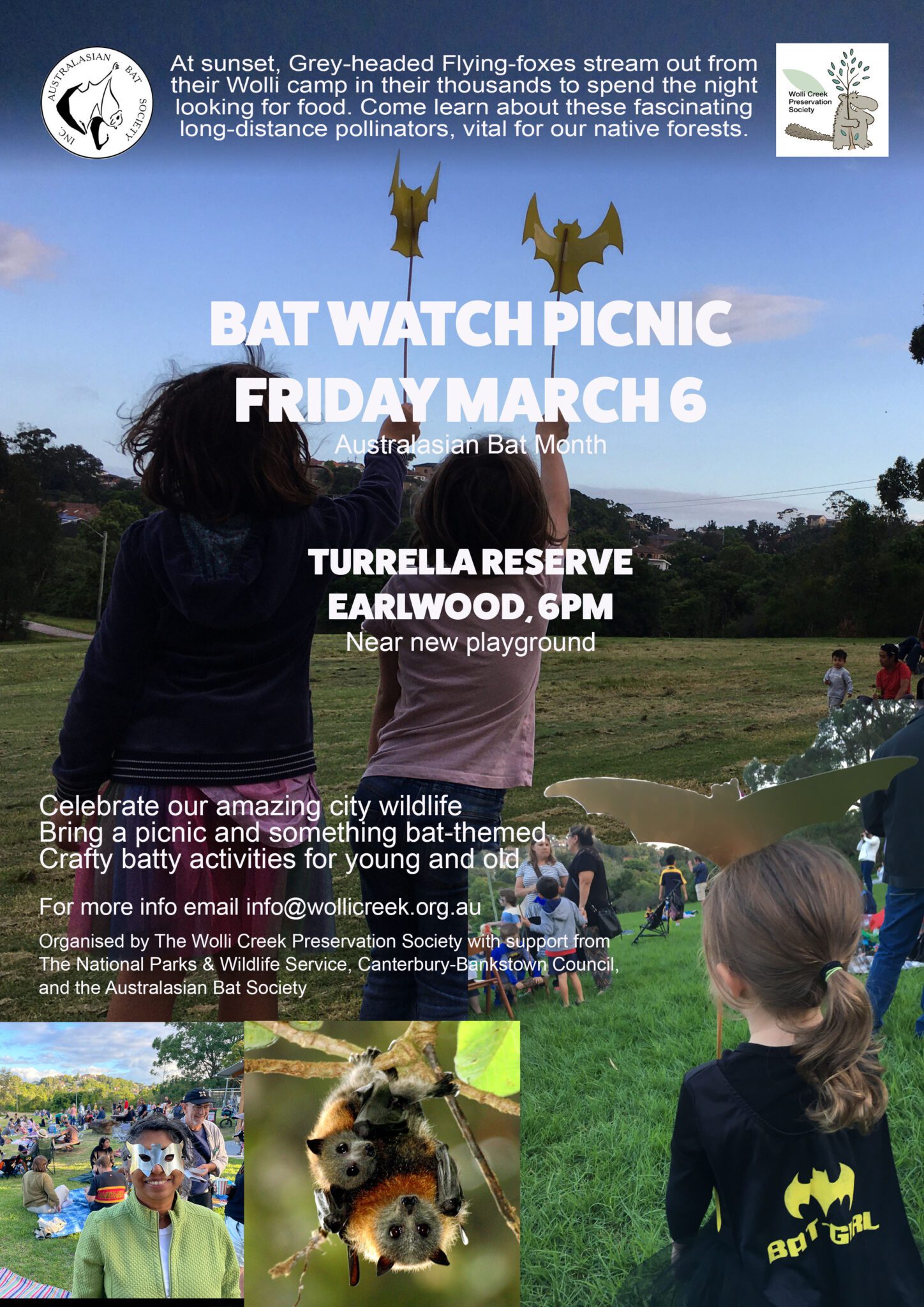 Bat Watch Picnic 6 March 2026 | Wolli Creek Preservation Society NSW Inc.