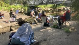 Sketchers at the footbridge