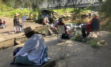 Sketchers at the footbridge